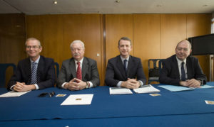 De izquierda a derecha, Jaime Estalella, Jesús Franco, Alejandro Landaluce y Eduardo Antoja